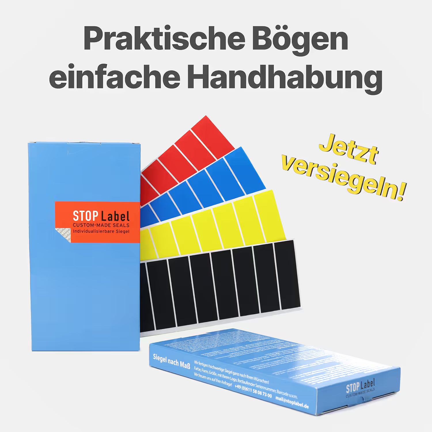 Total-Transfer-Siegel in ihrer Verpackung.
